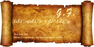 Gáspár Fülöp névjegykártya